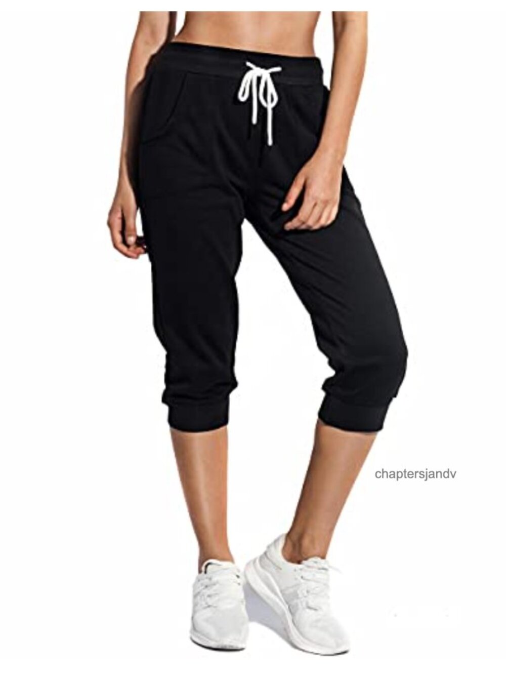 Women's Capri Sweatpants French Terry Joggers Tapered Fit Lounging Running
